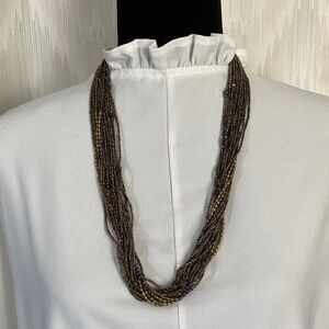 Coldwater Creek Multi-Strand Necklace in Gold and Brown